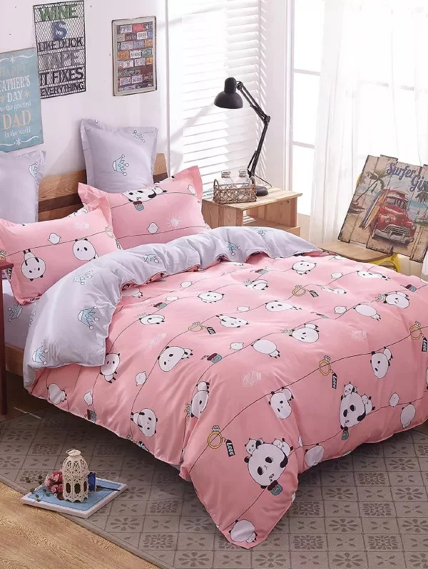 

Cute Panda Bedding Sets Polyester Duvet Cover set Bed Sheet Pillowcase Super Soft 4Pcs /3Pcs