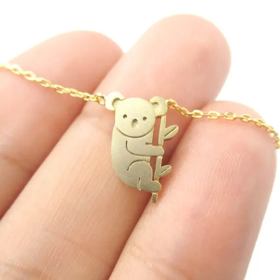 

Jisensp 2018 Small Koala Bear and Branch Shaped Necklace for Women Cute Animal Charms Pendant Long Necklace collier femme