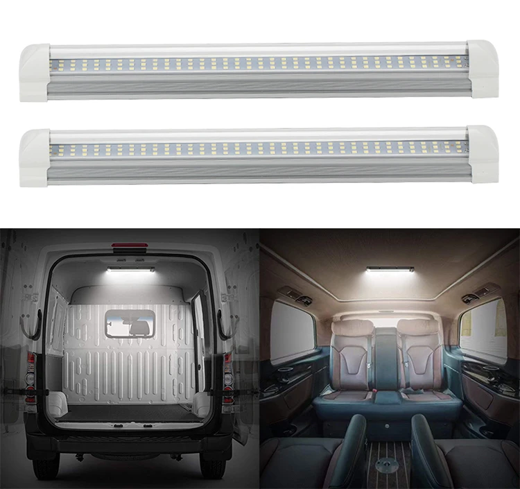 Barra de Luz Interior do Carro Off para o Reboque do Caminhão da Caravana de Carros de Turismo Okeen 108 Led Tira Branco Lâmpada Van Caravan on - 2x6 w 12 v 2 Cheap Barra de luzLuz de trabalho