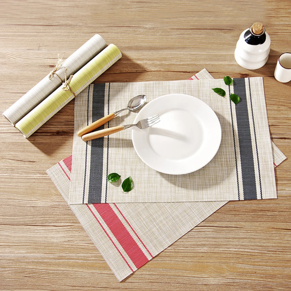 Противоскользящий ПВХ обеденный стол теплоизоляция полосатый коврик для посуды декор столовая посуда