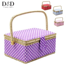 D& D винтажная корзина для шитья с набором для шитья аксессуары деревянные и тканевые ремесла мини точечный ящик для хранения швейных принадлежностей 24*17,5*13 см