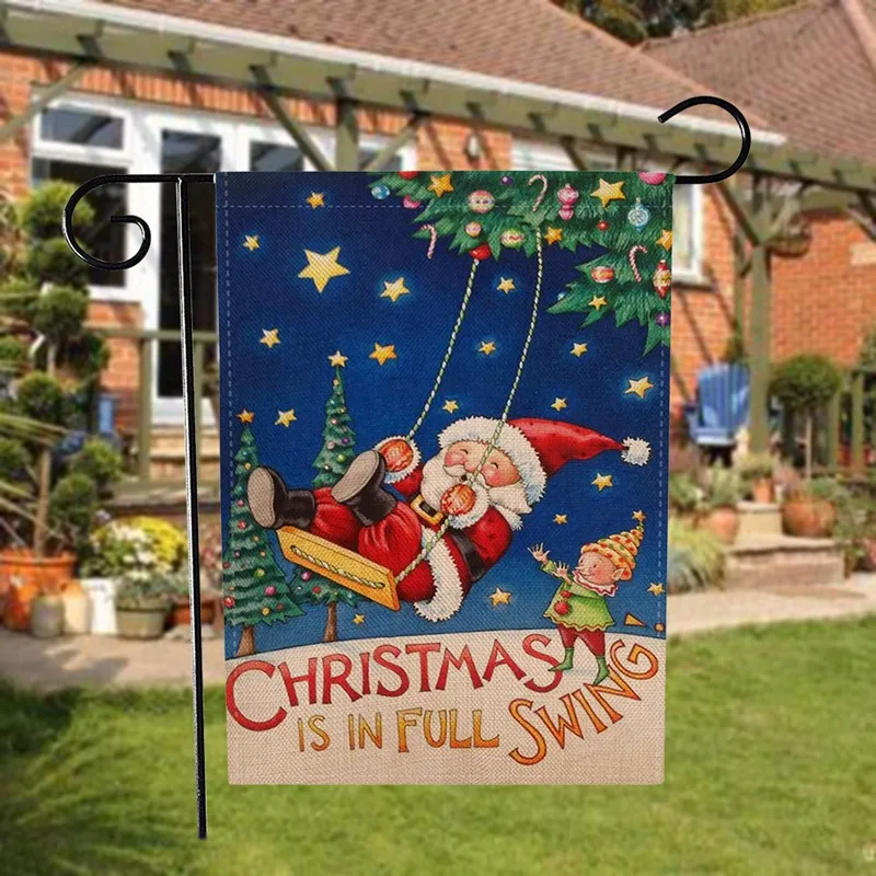 Christmas Winter Snowflake Garden Flag Santa Claus Snowman Indoor