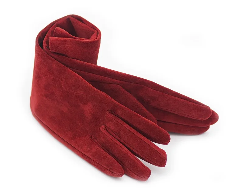 40 см(15,7") длинные модные простые Стильные Вечерние перчатки из натуральной замши разных цветов - Цвет: red