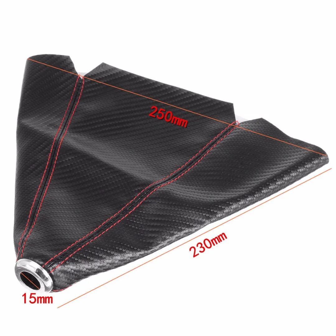 1pcs Shift Boot Cover Gaiter Universal Carbon Fiber Manual Gear Shift Knob Boot Cover Gaiter Red Stitch Black + Red Stitch Line