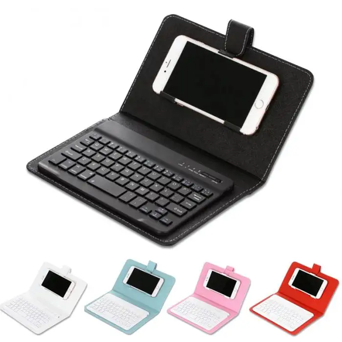 Портативный PU кожаный чехол для клавиатуры телефона Беспроводная Bluetooth клавиатура для iPhone Android LSMK99