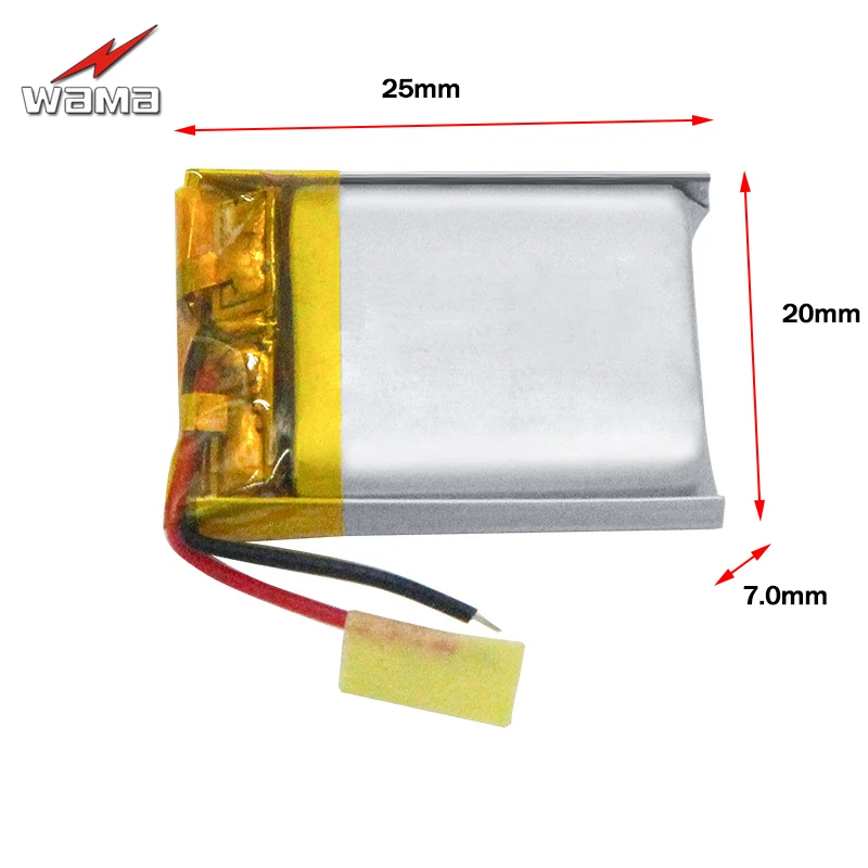 

WAMA 702025 3.7V Li-polymer Rechargeable Battery Over-charge Protected PCB for Sex Toys GPS Tracker Smart Wristband MP3 DVR