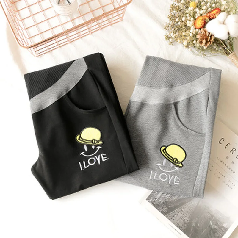 

Spring Sport Cotton Maternity Trousers Clothes for Pregnant Women Fashion Patchwork Maternity Pants High Waist Pregnancy Pant