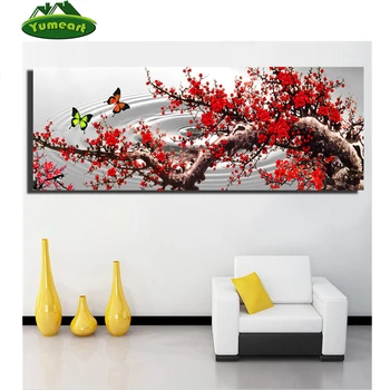 

Diamond Painting Red Plum and Butterfly Cross Stitch Set of Embroidery Crystal Diamond Mosaic Kits Pictures Creative Gifts