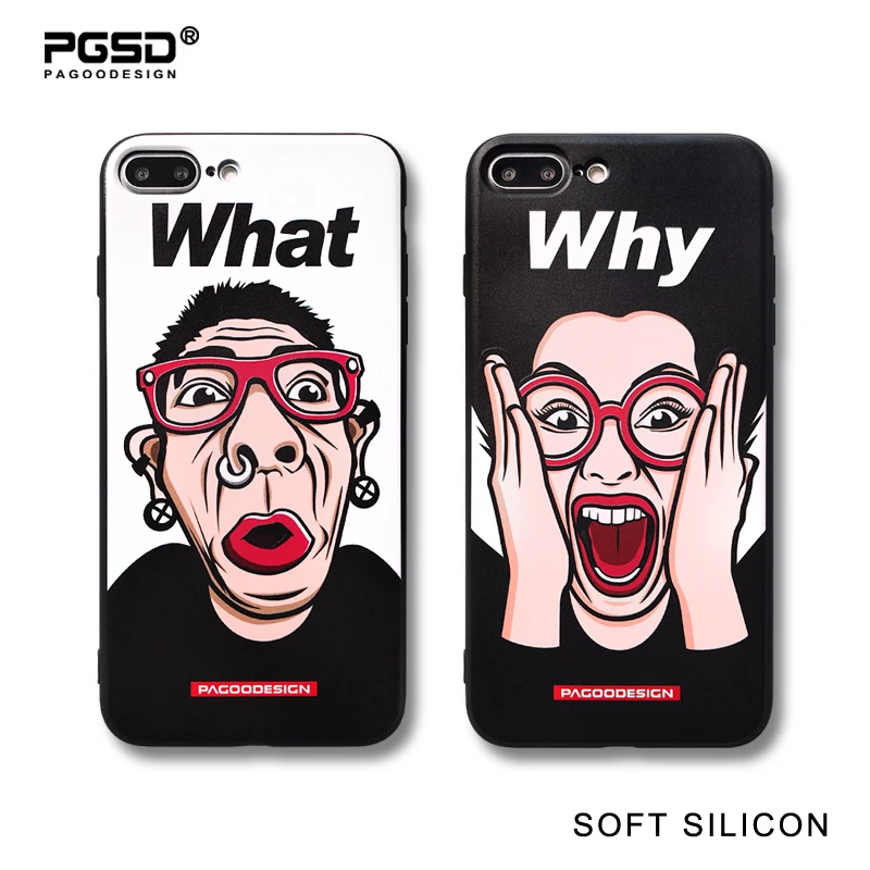 

PGSD New Original Fashion Sweethearts Back Cover for iPhone XS 6s 7/8 Plus Soft silicon TPU Lovers Protected Mobile Phone Cases