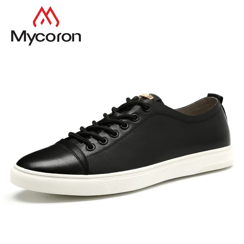 

MYCORON New 2018 Spring Autumn Genuine Leather Boots Men Top Black Shoes Men Luxury Designers Casual Shoes Ayakkabi Erkek