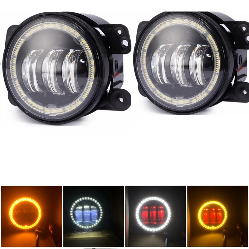 4" Inch 30W Led Fog Lights W/ yellow Halo Ring DRL for J eep Wrangler