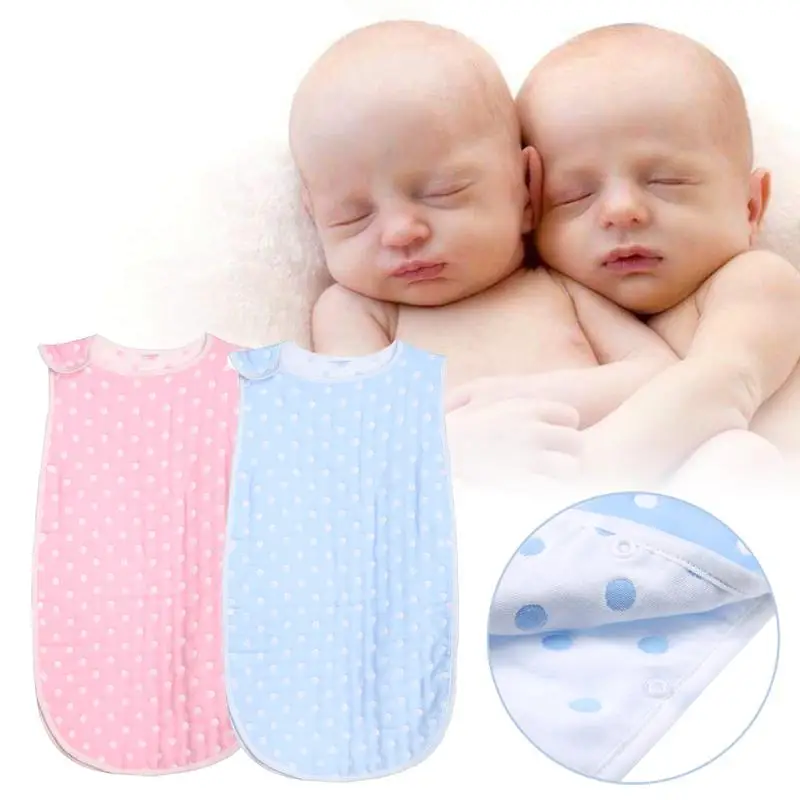 Новорожденный рукавов спальный мешок сна мешок мультфильм горошек хлопок обертывания осень Пижама для младенцев мешки 100% хлопок