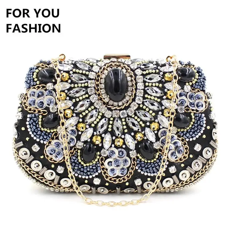 European style beaded classical women evening bags acrylic hard small purse bags vintage evening