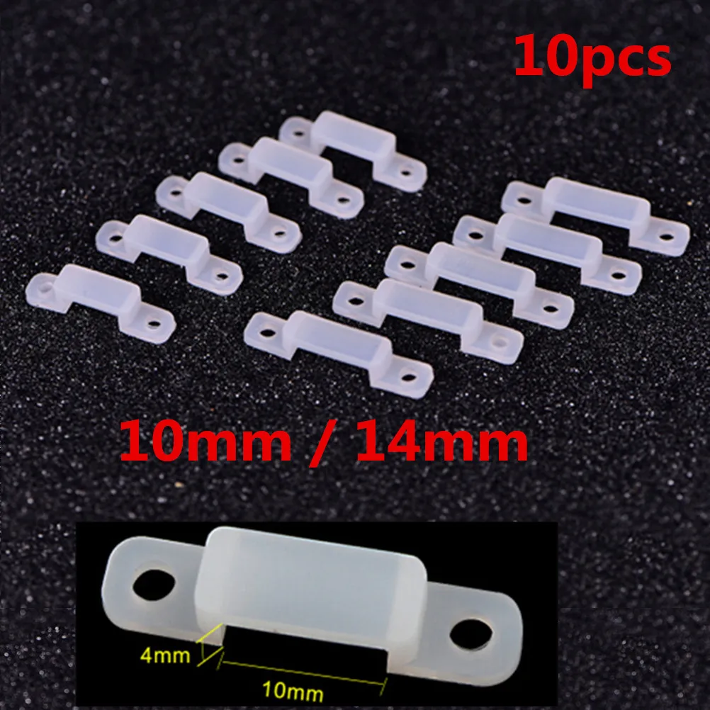 

10pcs//lot 10mm / 14mm Clear Silicone Clip 3528 5050 RGB LED Strip LED Clip