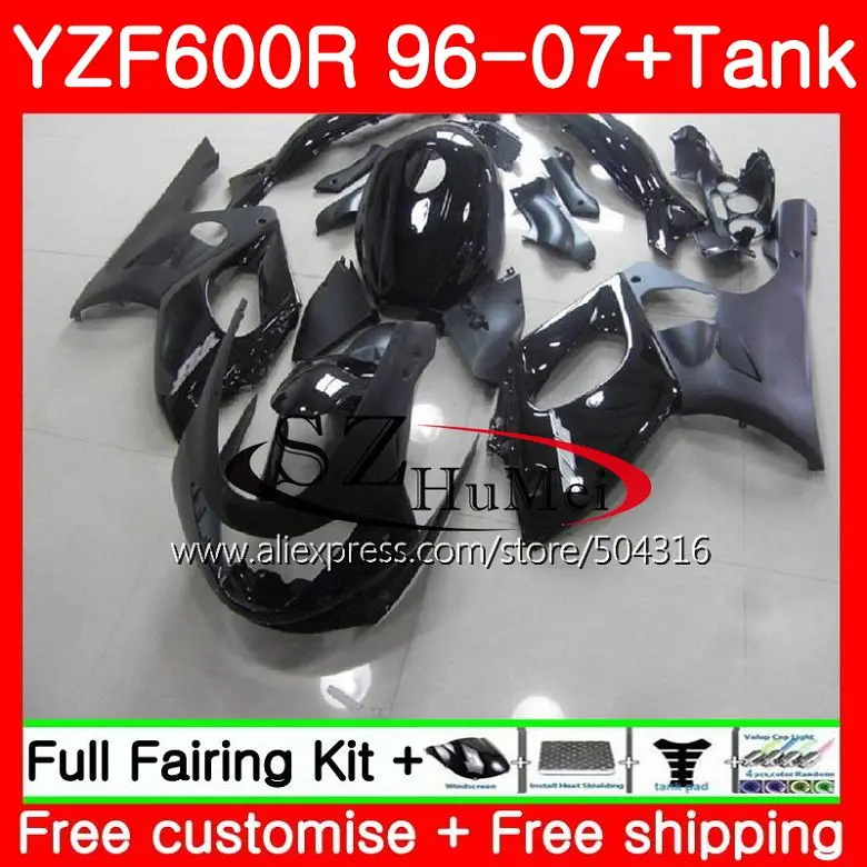 

Body For YAMAHA Thundercat YZF600R 96 97 98 Gloss black 99 00 01 65SH2 YZF 600R YZF-600R 1996 1997 1998 1999 2000 2001 Fairing