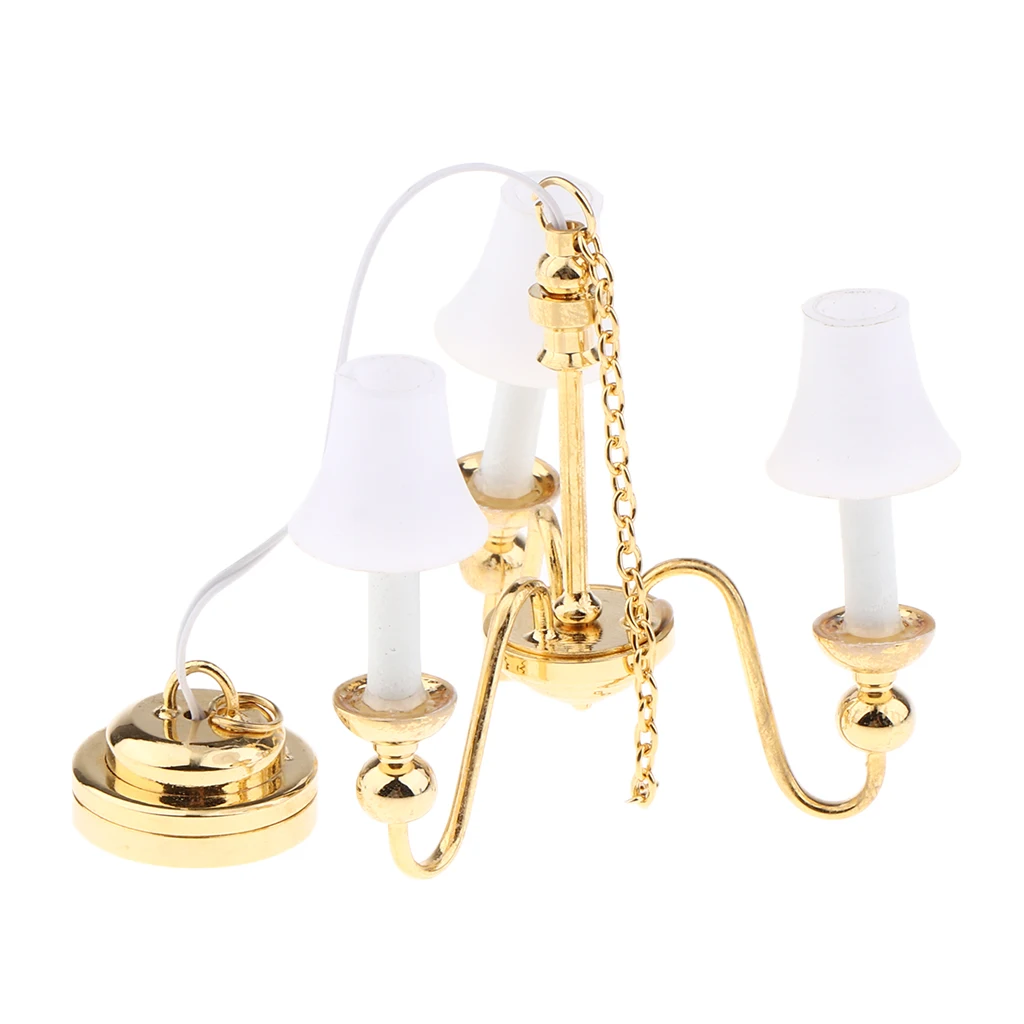 Dollhouse Furniture 1/12 Scale Ceiling Lamp LED Lights Bedroom Living Room Decor Accessories