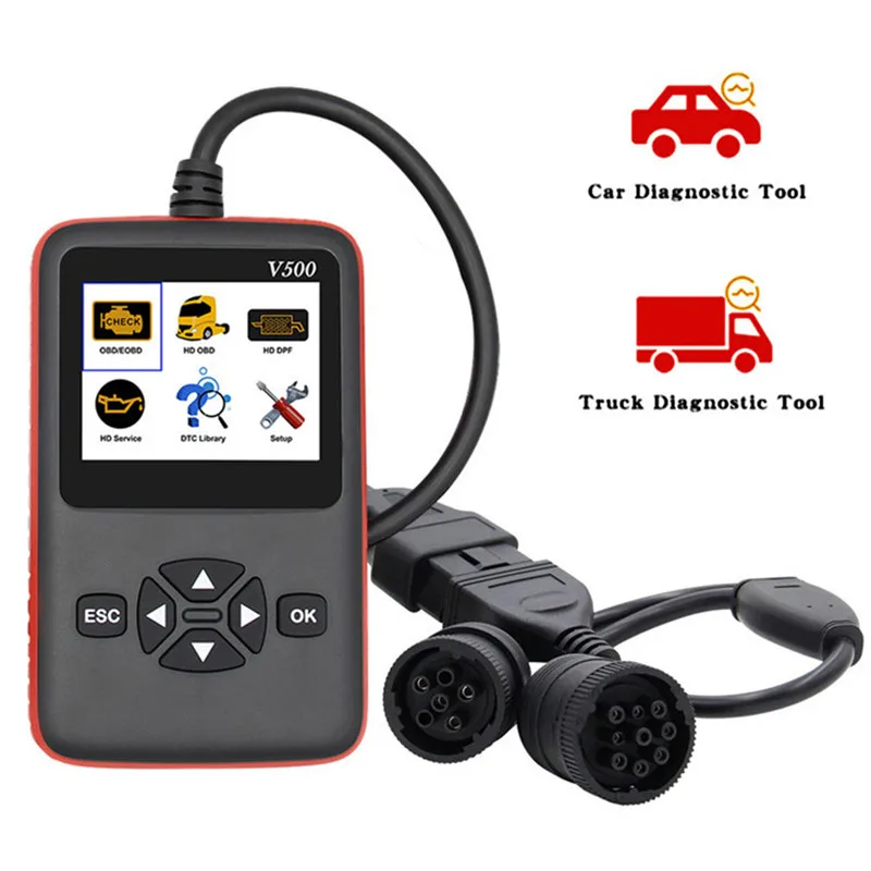 

Car Automotive Scanner 6pin 9pin Connector Duty Truck Scan Tool OBD2 Vehicle DPF/Oil Reset Code Reader V500 Heavy Dropship 19Y29