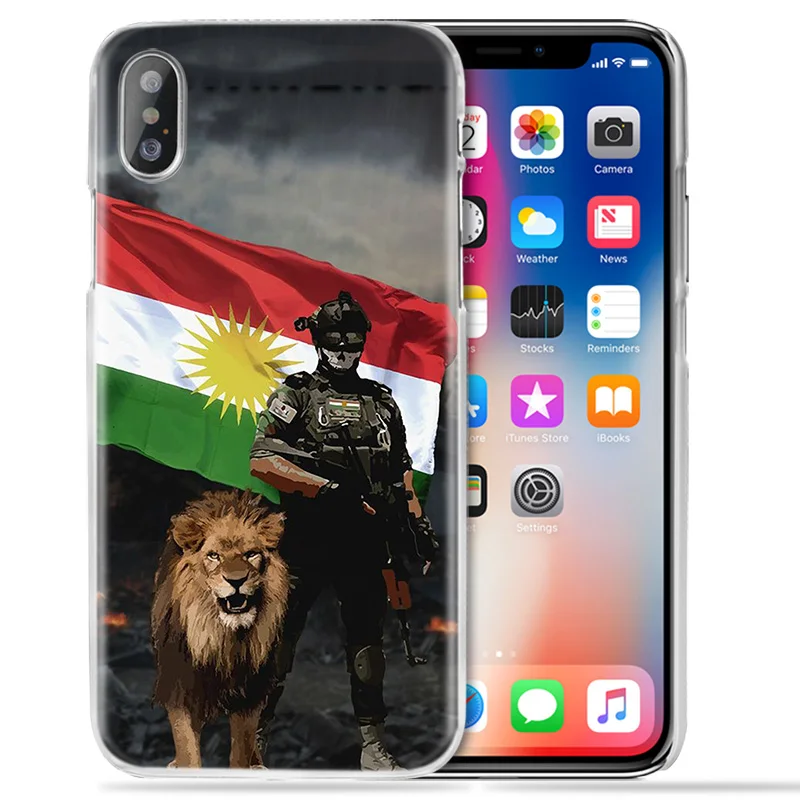 Чехол Kurdistan с флагом львом для iPhone XS Max XR X 10 7S 8 6 6S Plus 5S SE 5 4S 4 5C Прозрачный жесткий пластиковый чехол для телефона 11