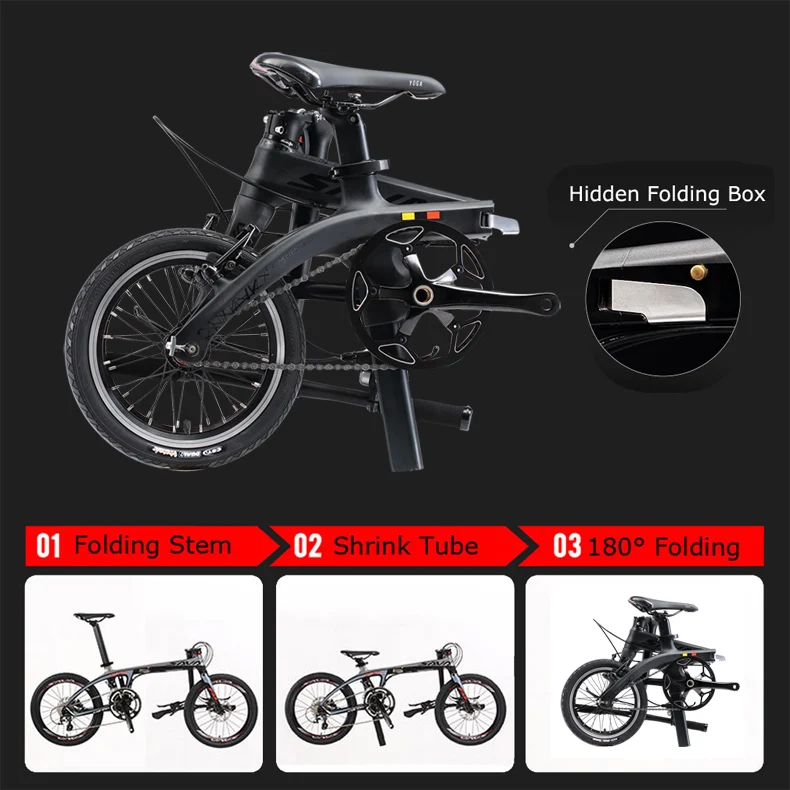 Perfect Folding Bike Carbon fiber Folding Bicycle 14/ 12 inch folding bike bicycle 6.7kg light weight Carbon Fiber Foldable city Bike 1