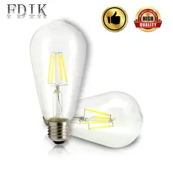 Светодиодный лампа накаливания ST64 E27 ретро Edison лампы светодиодный светильник 2 W/4 W/6 W/8 W декоративные свет Рождества 110 V 220 V многоцелевой