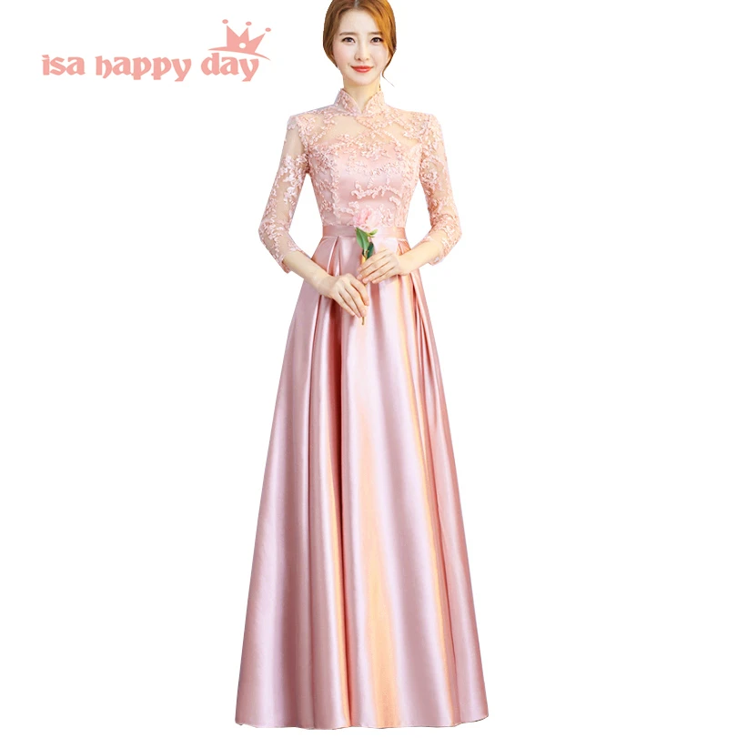Китайское кружевное винтажное женское вечернее платье с высокой горловиной, китайское традиционное сексуальное платье, женское длинное атласное вечернее платье H4184