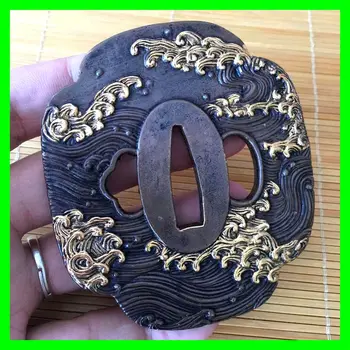 

Top Quallty Knife Accessories For katana/wakizashi/tanto Japanese Samurai Sword Copper Tsuba W/Sea Wave Theme