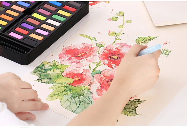 Искусство 36 цветов Твердые акварельные пигменты для учеников начальной и средней школы, чтобы практиковаться Акварельная живопись