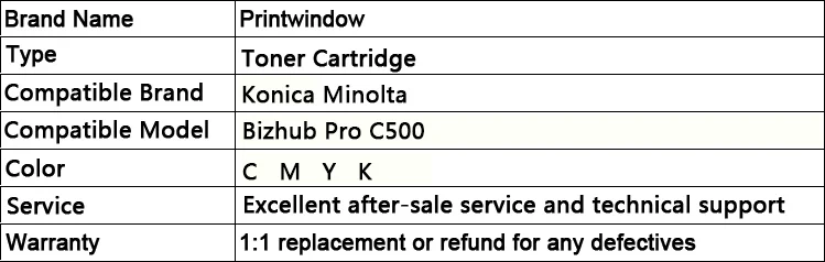 Printwindow совместимый тонер-картридж для Konica Minolta Bizhub Pro C500 4X/комплект