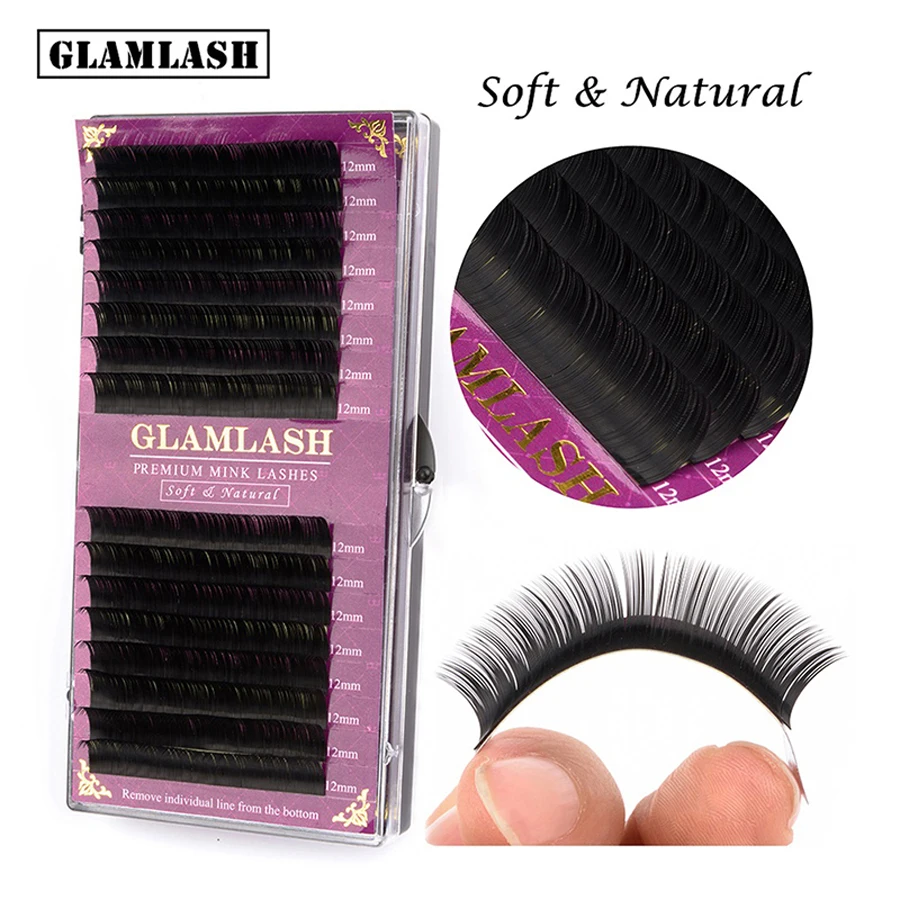 GLAMLASH,, 16 рядов,, ручная работа, накладные ресницы для наращивания, поставки, шелковые, норковые ресницы для наращивания, индивидуальные реснички