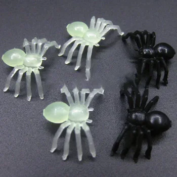 

50/100pcs 2cm Small Black Luminous Plastic Fake Spider Toys Halloween Funny Joke Prank Realistic Props Simulation new hot