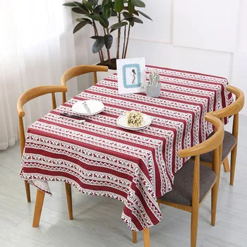 

Christmas Red Wine Tablecloth Cotton restaurant home Party decorations for kitchen Picnic mat on the table round table for gift