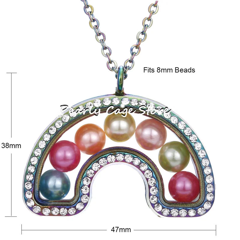 Многоцветный Дракон живая память диаметр 8 мм бусины жемчужная клетка магнитное закрытие стеклянный плавающий медальон кулон Стразы ожерелье - Окраска металла: Rainbow