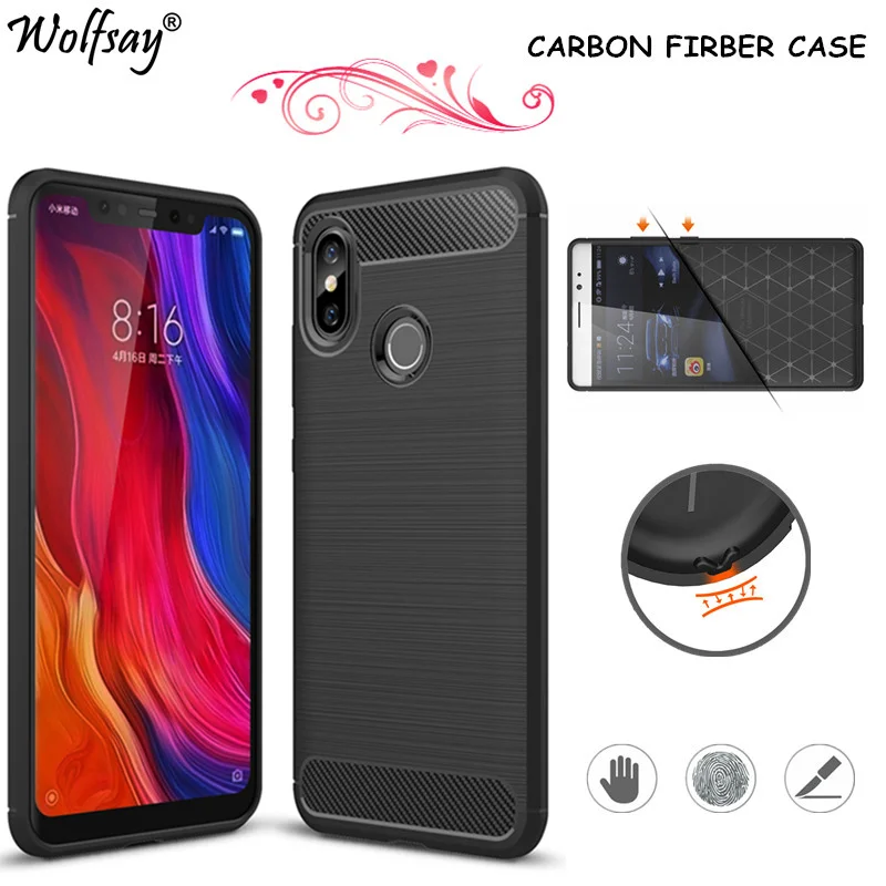 Чехол для Xiaomi Mi 8 SE противоударный резиновый силиконовый чехол из углеродного
