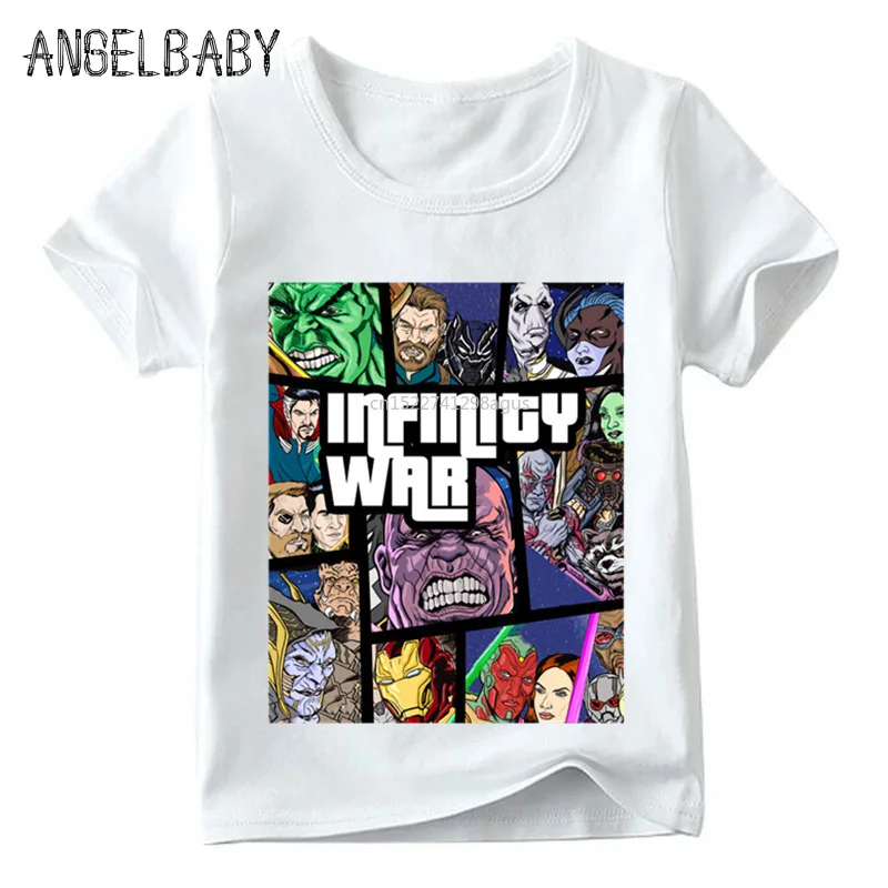 

Children Gauntlet Thanos Avengers Villa Funny T shirt Baby Boys/Girls Infinity War Titan Print Tops Kids Casual T-shirt,HKP5513