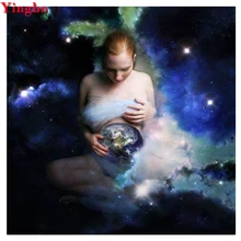 На заказ алмазная живопись фото, Алмазная мозаика икона полный квадратный круглый дрель, diy 3d Бриллиантовая вышивка Фэнтези беременная женщина земля