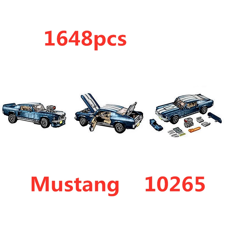 Pаспродажа Technic Classic 1967 Mustang GT Набор строительных блоков для автомобилей, наборы кирпичей, совместимые модели игрушек