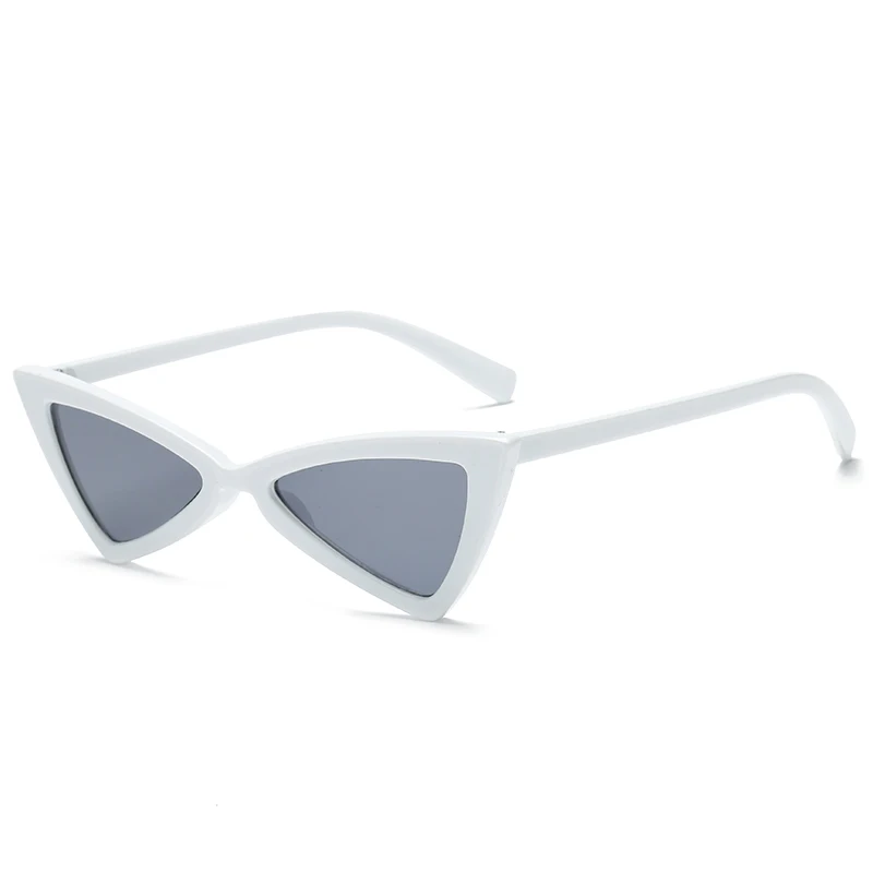 Сова город винтажные женские солнцезащитные очки треугольные черные женские солнцезащитные очки ретро красный цвет очки градиентные линзы солнцезащитные очки «кошачий глаз» - Цвет линз: White Frame Grey