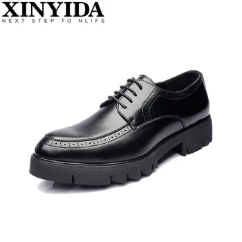 

New Fashion Man Business Casual Shoes Men's Lace-up Breathable Hard-wearing Leather Shoes Pointed Toe Men Flat Shoes Size 38-44