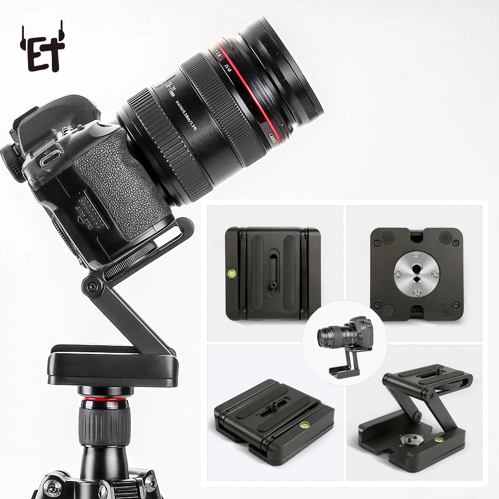 

ET Portable Z Flex Tilt Head DSLR Camera Folding Bracket Aluminum Alloy Quick Release Plate Stand Desk Mount DVR Camera Holder