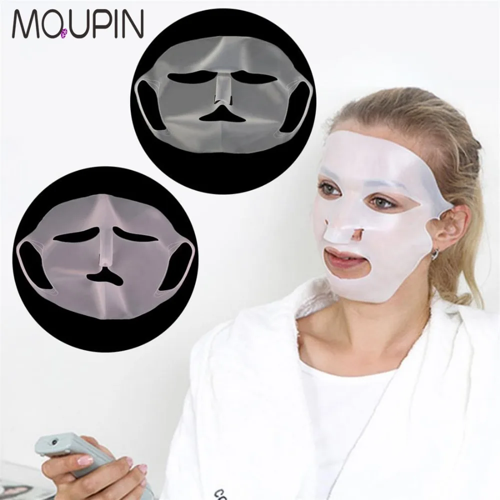 

Silicone Face Mask Sheet White Anti Slip Ear Fixed Prevent Essence Evaporating Moisturizing Gel Face Mask Soft and Reusable