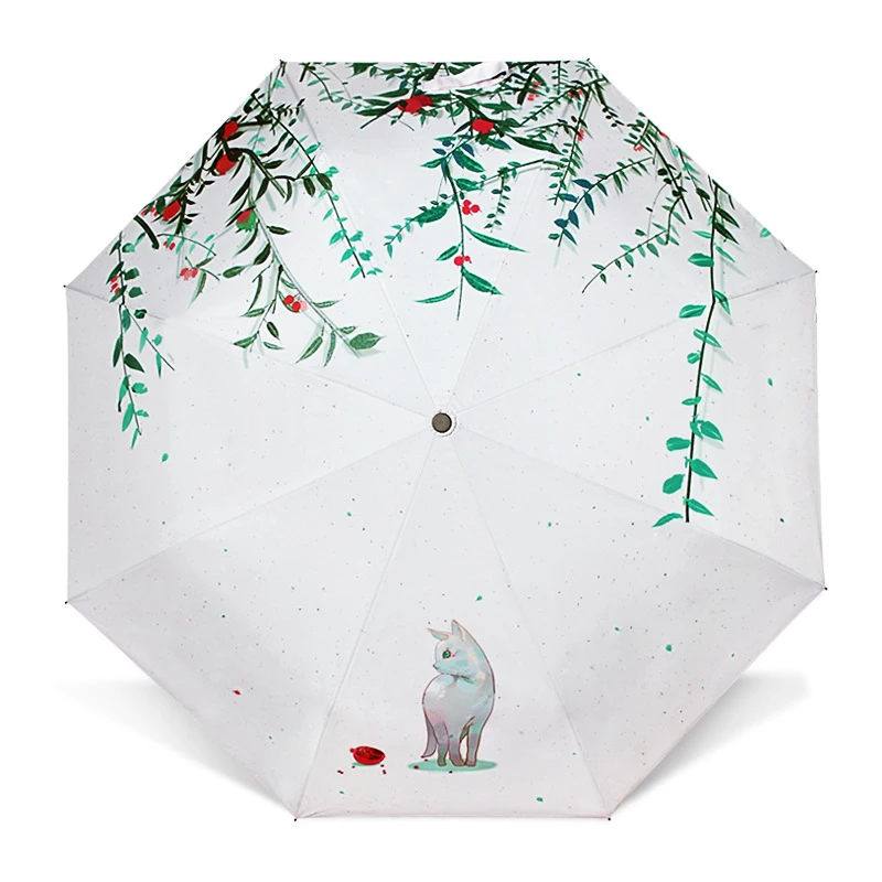 

Clear umbrella custom-made small and fresh sunshade umbrella with a triple-folded cat umbrella to protect against creative sunsh