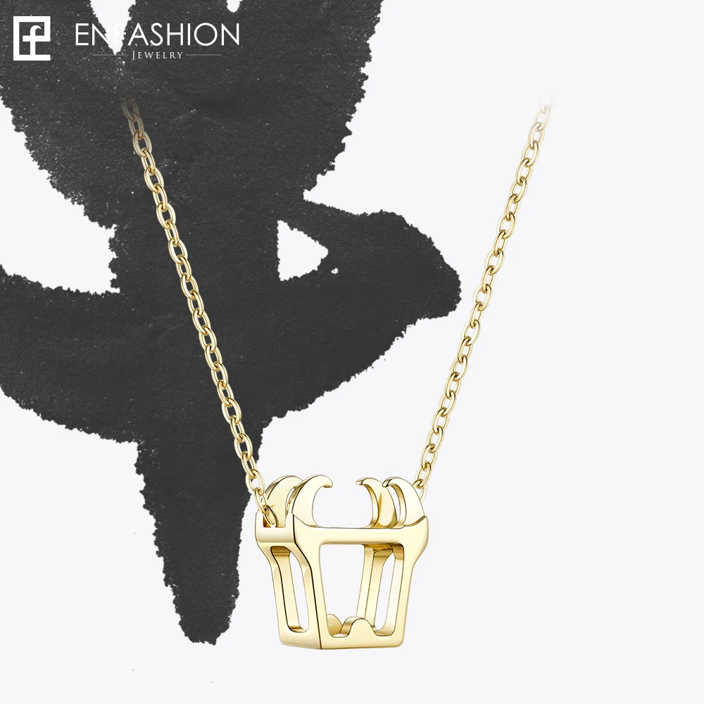 

Enfashion Chinese Zodiac OX Necklace Bull Head Stainless Steel Chain Pendant Womens Necklaces Jewelry Ras De Cou PFY183004-OX