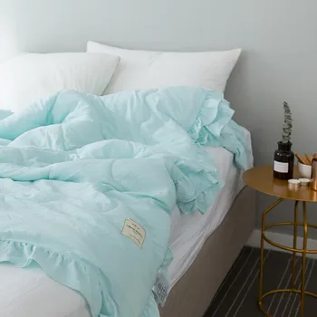 

200x230cm Blankets & Bedspreads New Cotton Blanket Solid Pink Summer Soft Blankets for Adults Kids Bed Lace Covers Home Textile