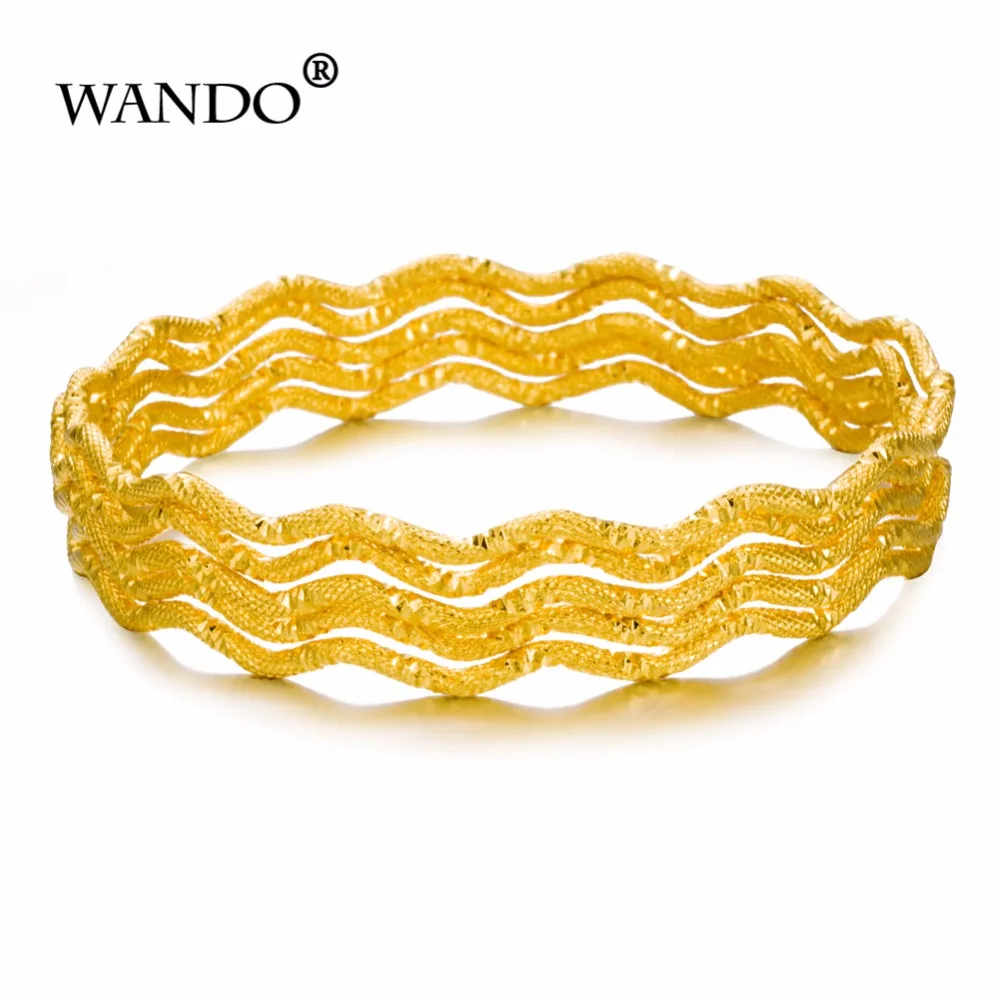 

WANDO 5pcs Wholesale Dubai Gold Bangles For Women Men18k Gold Color women Bracelets African/European/Ethiopia Jewelry Bangles