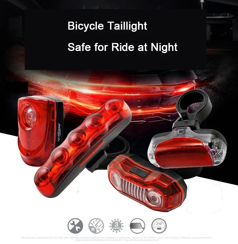 Perfect MZYRH Bicycle Rear Tail Light Red LED Flash Lights Cycling Night Safety Warning Lamp Bike Outdoor Riding Tail Light Accessories 1