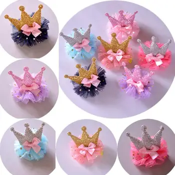 

6Pcs/lot Baby Girls Hair Clip Accessories Sequin Crown Hair Clip Mesh Bling Flowers Kids Children Girl Birthday Hairpin