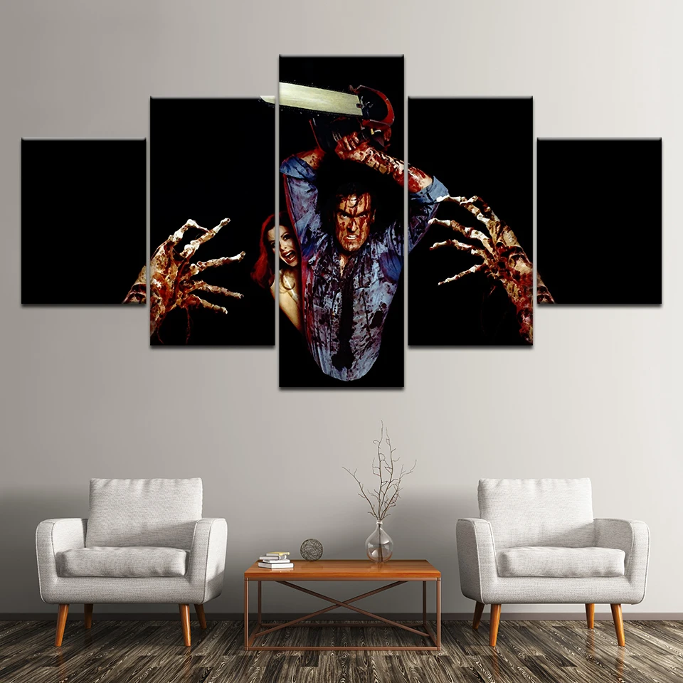 5 Панель ужас плакат со сценами из фильмов Зловещие мертвецы Wall Art украшение дома