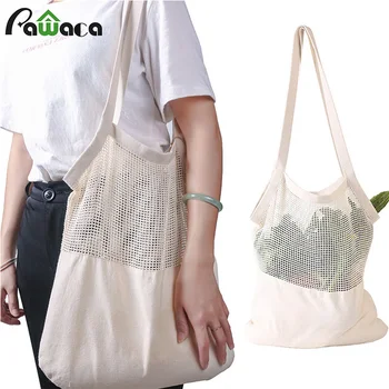 

Eco friendly Reusable Mesh Bag for Vegetable Fruit Washable Natural Organic Cotton Mesh Produce Shopping Bag Produce Bags