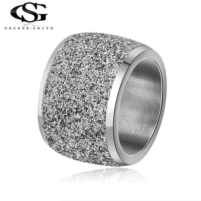 GS 2018 Silver/Rose Gold Stainless Steel Rings For Women 16mm Frosting Surface B GS 2018 Silver/Rose Gold Stainless Steel Rings For Women 16mm Frosting Surface B