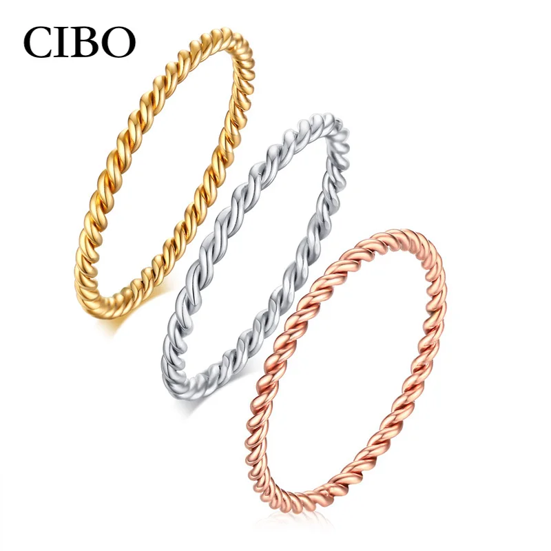 Trendy female Rings Wedding Thin Twisted Stainless Steel Alliance For Women Jewelry Gifts | Украшения и аксессуары